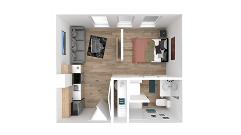 Floor plan for studio, 1 bath, 326 sqft